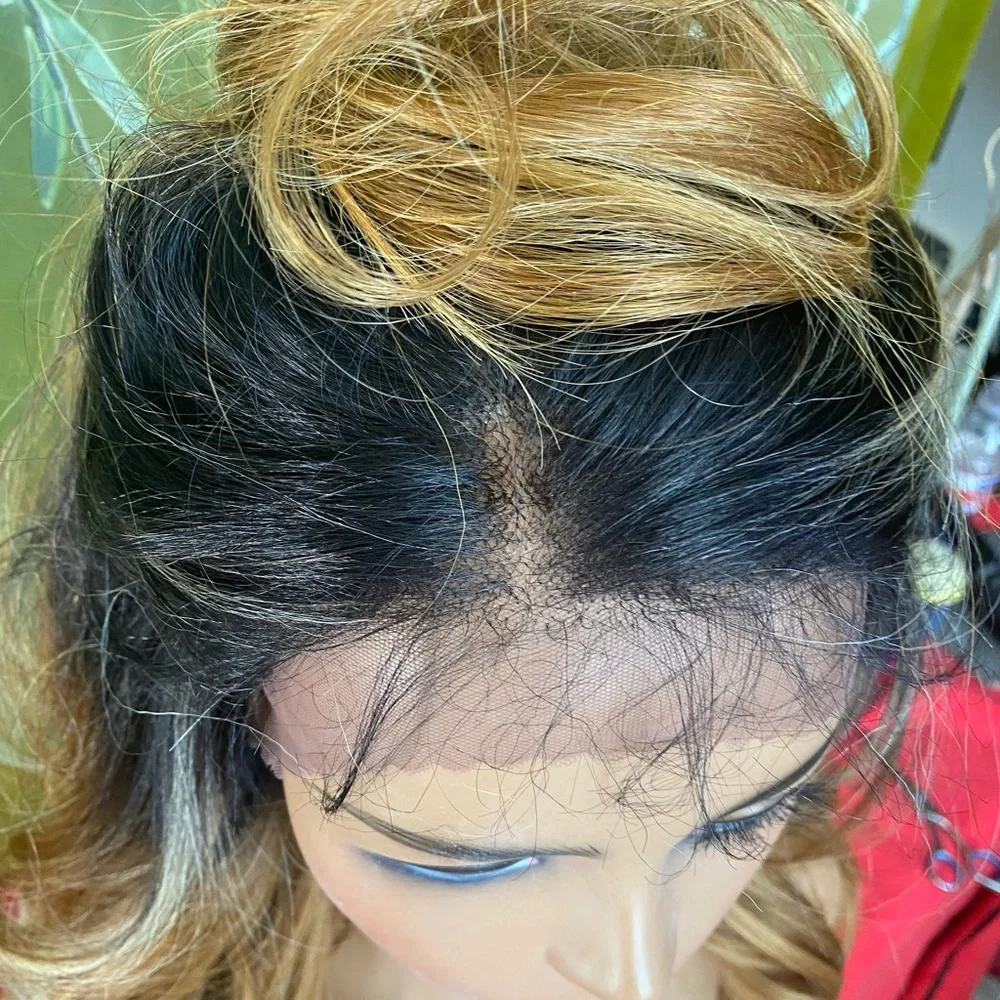 black and bronze blonde full lace front wig